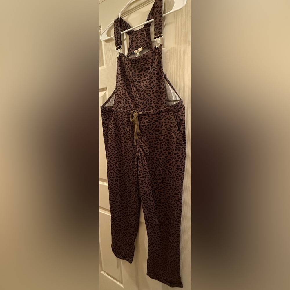 Kori Brown Animal Print Overalls